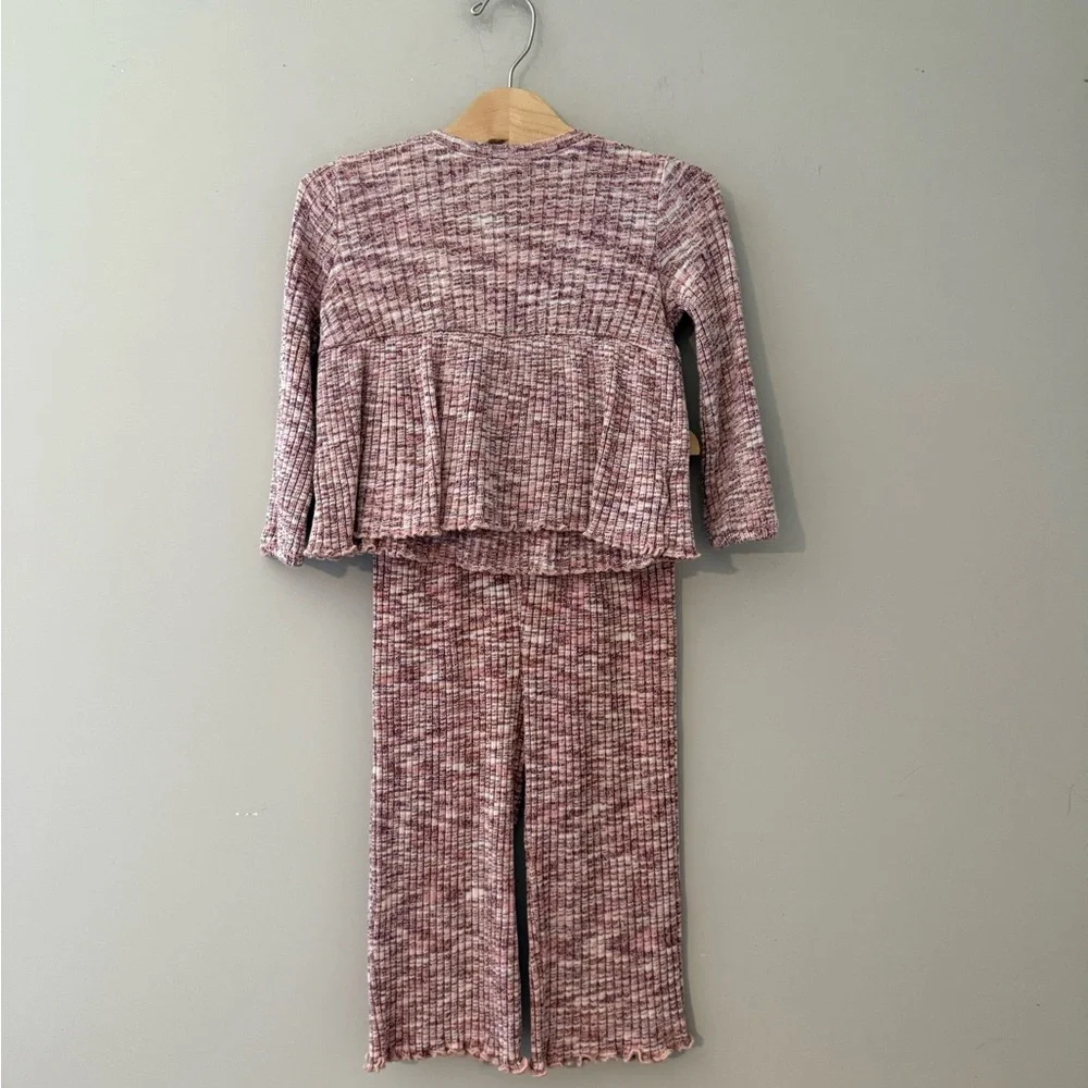 $15‎ ADD ON Old Navy Ribbed Marbled Peplum Matching Set Wide Leg 3T Zara